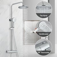 hevenaov Termosztátos Esőzuhany Szett Rozsdamentes Acél 80-120 cm Magasságállítható 2