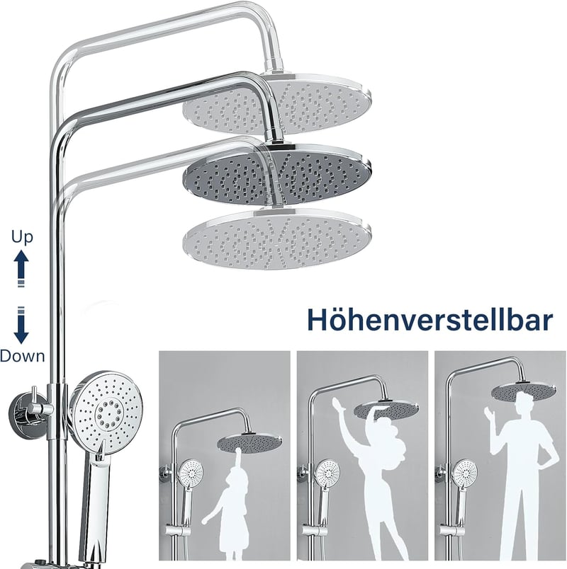 hevenaov Termosztátos Esőzuhany Szett Rozsdamentes Acél 80-120 cm Magasságállítható