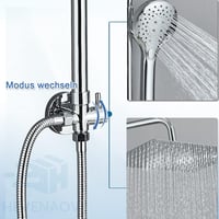 hevenaov Zuhanyrend Rozsdamentes Acél 30x30 cm Négyzet Zuhanyfej 3 Fokozat Kézi Zuhany Polcos Króm 3