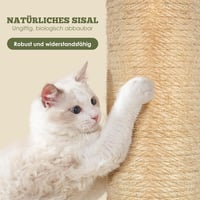 HEVOL 85 cm macskakaparó természetes sisal kötéllel, függő labdákkal és levelekkel 3