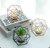 Hewory arany geometrikus teafénytartó szett 12 db üveg lámpa dekoráció 3