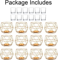 Hewory arany geometrikus teafénytartó szett 12 db üveg lámpa dekoráció 5