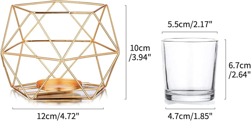 Hewory arany geometrikus teafénytartó szett 12 db üveg lámpa dekoráció