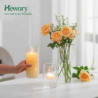 Sada 24 sklenených valcových váz Hewory – Sklenené svietniky na svadobnú výzdobu a do obývačky, priemer 8,5 cm, výška 15/20/25 cm 4