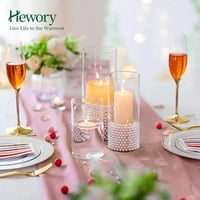 Hewory üveg váza szett 6 db henger alakú gyertyatartó 6,5 cm átmérő 3
