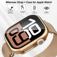 Hexasider Mágneses Karkötő Védőtokkal Apple Watch 38-49mm Óraszíj - Rozsdamentes Acél Milánói Szíj Kompatibilis iWatch Series 3-11 SE Ultra 4