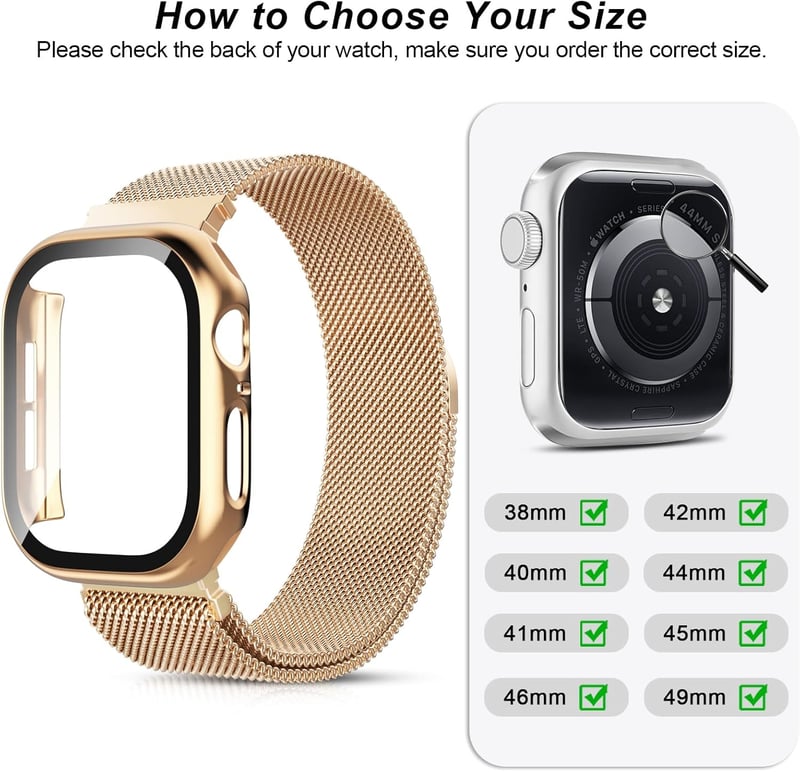 Hexasider Mágneses Karkötő Védőtokkal Apple Watch 38-49mm Óraszíj - Rozsdamentes Acél Milánói Szíj Kompatibilis iWatch Series 3-11 SE Ultra