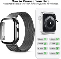 Hexasider Mágneses Szíj Védőtokkal Apple Watch 38-49mm - Rozsdamentes Acél Milánói Pánt Férfiaknak és Nőknek iWatch Series 1-10/SE/Ultra Órá 2
