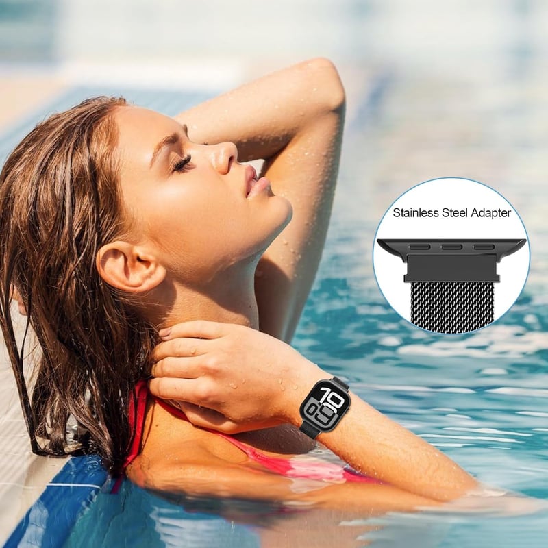 Hexasider Mágneses Szíj Védőtokkal Apple Watch 38-49mm - Rozsdamentes Acél Milánói Pánt Férfiaknak és Nőknek iWatch Series 1-10/SE/Ultra Órá