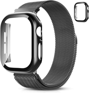 Hexasider magnetska narukvica s zaštitnom maskom za Apple Watch 38-49mm - Nehrđajući čelik Milanese remen za muškarce i žene iWatch Series 1-10/SE/Ultra satove