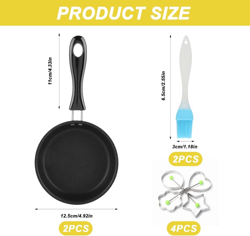HexinYigjly 2 db 12 cm-es mini serpenyő, tapadásmentes tojássütő, indukcióhoz és gázhoz
