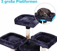 Hey-brother 180 cm XXL macskakarcsoló, szürke, sisal kötéllel, 3 platformmal és 2 házikóval 4