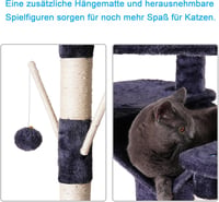 Hey-brother 180 cm XXL macskakarcsoló, szürke, sisal kötéllel, 3 platformmal és 2 házikóval 5
