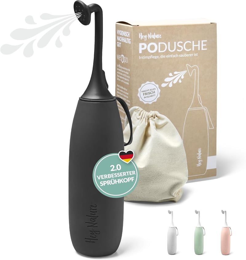 Hey Nature Po Shower fekete mobil bidé intim higiéniához és aranyér enyhítéshez