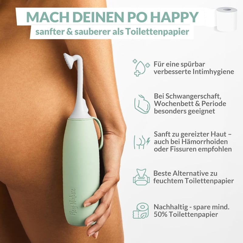 Hey Nature Po Shower fekete mobil bidé intim higiéniához és aranyér enyhítéshez