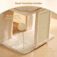 Stâlp de zgâriat pentru pisici Heybly HCT203SM, 35 cm înălțime, cu pat de odihnă mare, căsuță confortabilă, stâlp de zgâriat și minge de pluș, bej 5