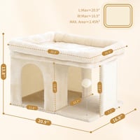 Stâlp de zgâriat pentru pisici Heybly HCT203SM, 35 cm înălțime, cu pat de odihnă mare, căsuță confortabilă, stâlp de zgâriat și minge de pluș, bej 7