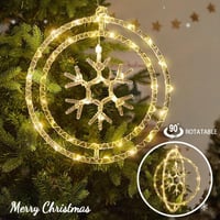 HEYIDAMAI Hópehely Ablakdísz LED Fényfüzér - 2 db Karácsonyi Világítás 8 Fényjátékkal, Távirányítóval, USB és Elemes Működés 4