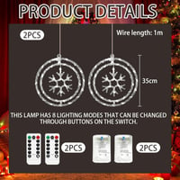 HEYIDAMAI Hópehely Ablakdísz LED Fényfüzér - 2 db Karácsonyi Világítás 8 Fényjátékkal, Távirányítóval, USB és Elemes Működés 2