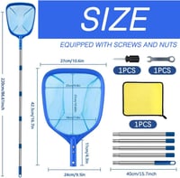 HEYIDAMAI Medence Tisztító Háló Teleszkópos Nyéllel - 220 cm Hosszú, 14 cm Mély Finomszövésű Háló Uszodához, Tóhoz, Algaeltávolításhoz 2