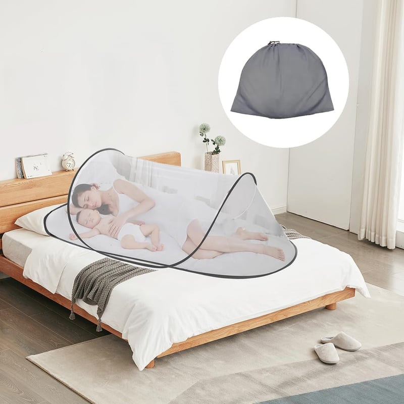 Plasă de țânțari tip pop-up HEYIDAMAI 200x80x56 cm, plasă de țânțari pliabilă și portabilă pentru pat, ideală pentru călătorii, camping și uz casnic