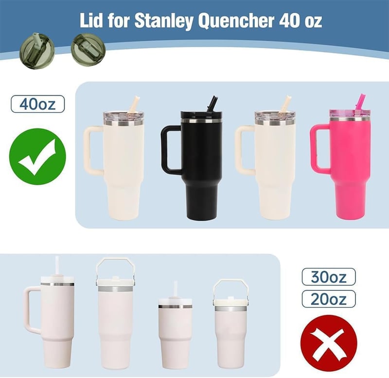 HEYIDAMAI Stanley Pohár Fedél Szett - 2 db Csere Fedél 40 oz Poharakhoz 2 Szívószállal, Zöld, Újrahasználható, Szivárgásmentes