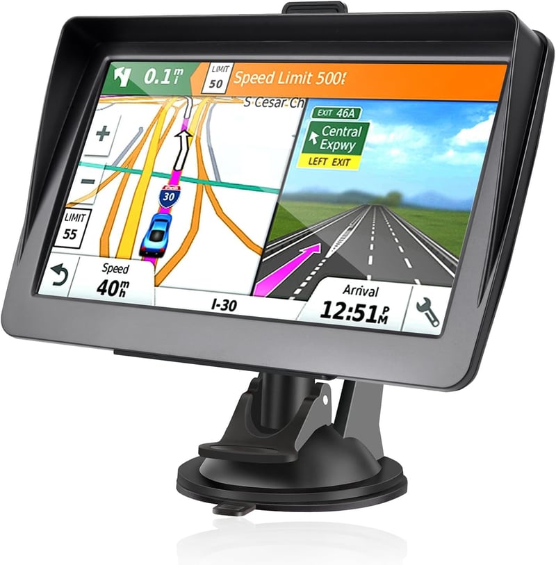 7-palcová GPS navigácia HEYOUTH pre osobné autá, nákladné vozidlá a karavany – mapa Európy, hlasová navigácia, POI a upozornenie na rýchlosť, bezplatná aktualizácia máp