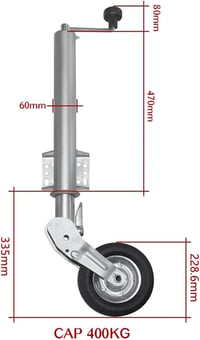 HEYOUTH Automata Orrkerék Utánfutókhoz - 500 kg Teherbírású, 60 mm Összecsukható, 227x62 mm Kerékméret, Stabil és Állítható 2