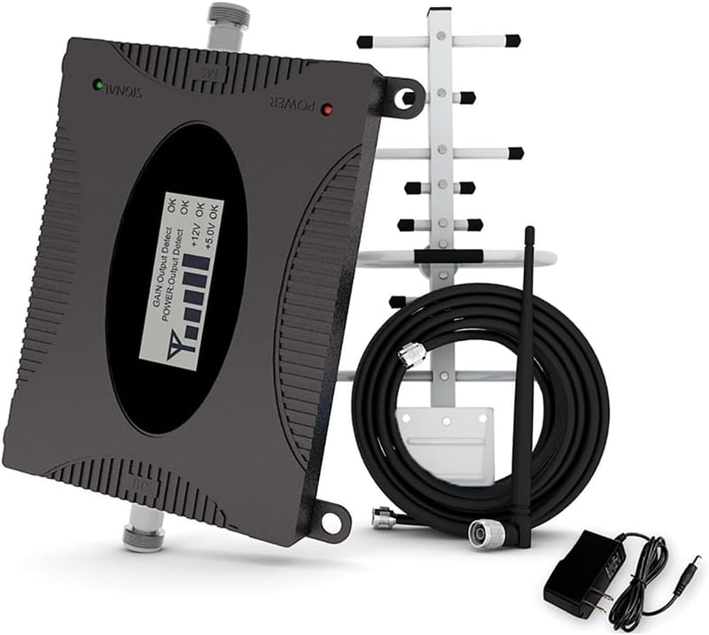 HEYOUTH Mobiltelefon Jelerősítő 68dB Yagi Antennával - 2G 3G 4G GSM Hálózati Erősítő 900/850/1800 μHz - Minden Szolgáltatóval Kompatibilis