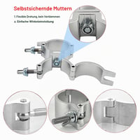 HEYOUTH Truss O Clamp svorka, 4 ks, 40-52 mm dvojitá otočná rúrová svorka, nosnosť 200 kg, pre pohyblivé pódiové svetlá 2