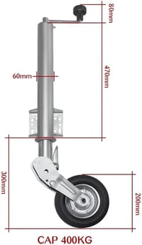 HEYOUTH Vonókerék Stabilizátor 500 kg Teherbírás, Összecsukható Vonókerék 60 mm, Utánfutó Kerék 200x50 mm 2