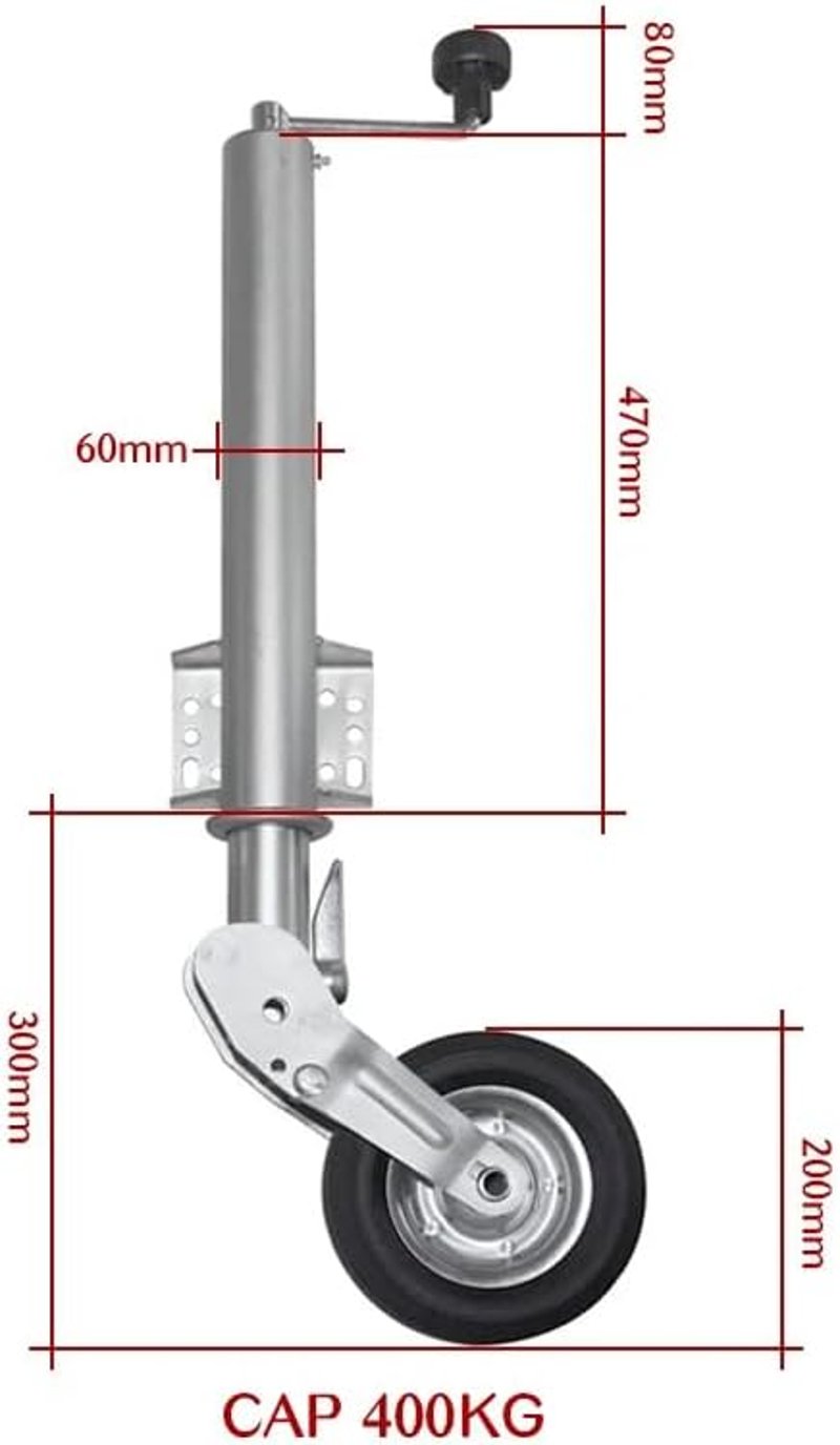 HEYOUTH Vonókerék Stabilizátor 500 kg Teherbírás, Összecsukható Vonókerék 60 mm, Utánfutó Kerék 200x50 mm