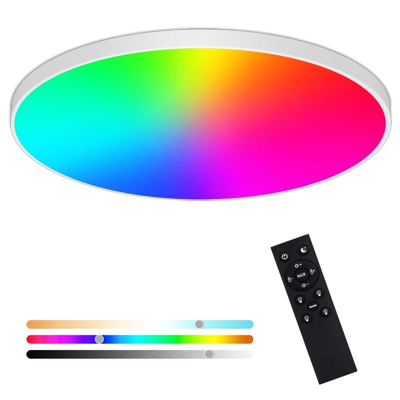 Heyseven LED stropné svietidlo stmievateľné 24W Smart RGB s meniteľnými farbami IP44 vodotesné do kúpeľne spálne obývačky kompatibilné s Alexa a Google Assistant