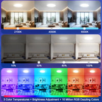 Heyseven LED stropné svietidlo stmievateľné 24W Smart RGB s meniteľnými farbami IP44 vodotesné do kúpeľne spálne obývačky kompatibilné s Alexa a Google Assistant 8