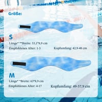 HeySplash detská plavecká čelenka s neoprénovou ochranou uší, veľkosť S, vzor modré vlny, pružná vodoodolná plavecká čelenka so suchým zipsom pre deti 6