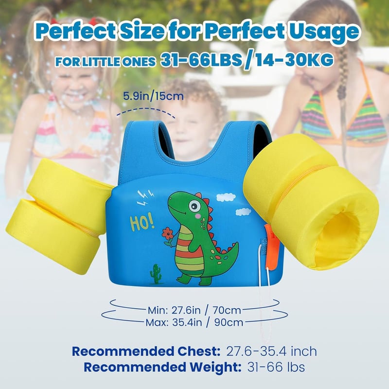 HeySplash Gyermek Úszómellény Síppal, Állítható Pánt, Dupla Csattal, Úszástanuláshoz