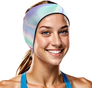 Bentiță de înot din neopren HeySplash cu protecție pentru urechi, mărimea L - mov tie-dye