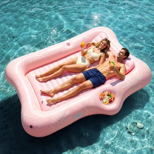 Saltea gonflabilă în formă de sirenă HeySplash cu suport pentru pahar, colac de înot, șezlong de plajă
