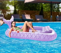HeySplash Sellő Felfújható Matrac Pohártartóval Strand Úszógumi - Pink Leaf-XL 2