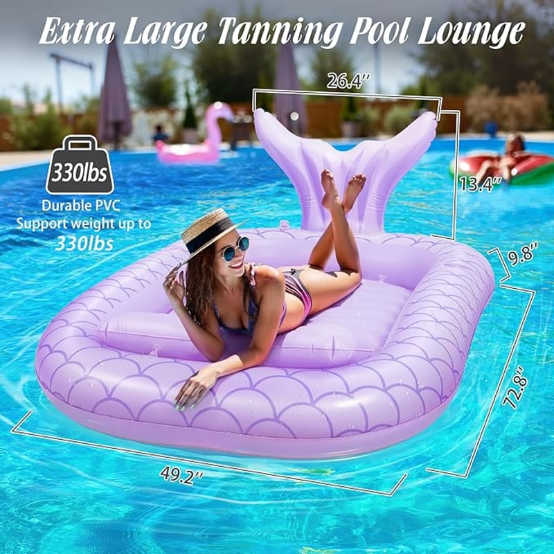 HeySplash Sellő Felfújható Matrac Pohártartóval Strand Úszógumi - Pink Leaf-XL