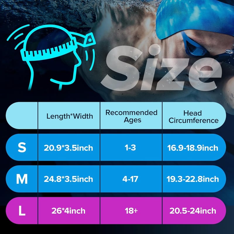 HeySplash Úszó Fejpánt Neoprén Füldugó Tartó Gyerekeknek Felnőtteknek L Kék
