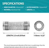 HG Power 100mm alumínium flexibilis légcsatorna 2m hosszú csatornacső 2