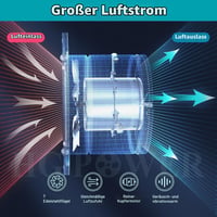 HG Power 200 mm-es odsávací ventilátor, 980 m³/h, so spätnou klapkou, s EU zástrčkou, do kuchyne, kúpeľne, garáže, pivnice - strieborný 3
