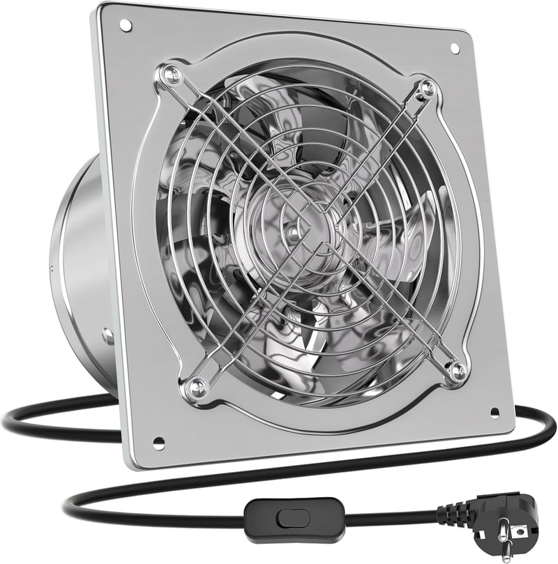 HG Power 250mm Ventilátor 1680 m³/h Csendes Fürdőszoba Konyha Garázs Visszacsapó Szelep