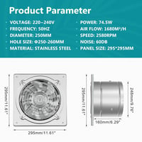 HG Power 250mm Ventilátor 1680 m³/h Csendes Fürdőszoba Konyha Garázs Visszacsapó Szelep 3