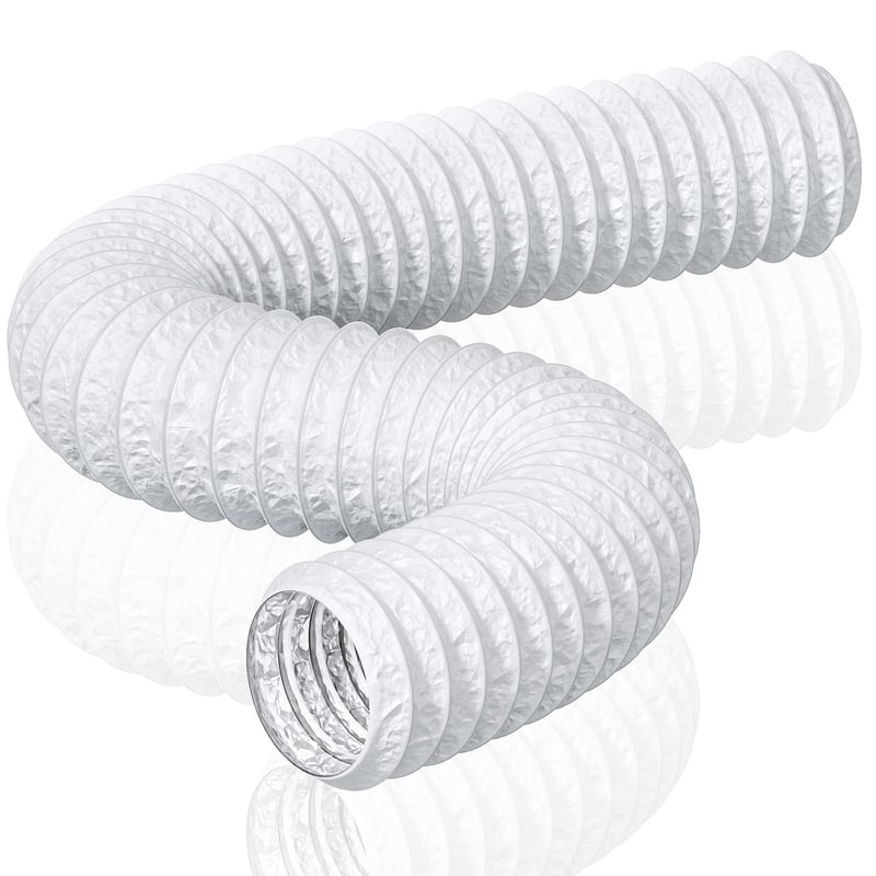 HG Power odsávacia hadica, priemer 150 mm, dĺžka 5 m, flexibilné PVC hliníkové vetracie potrubie, zvukovo izolované, biela hliníková flexibilná hadica pre pestovateľské stany, sušičky a mobilné klimatizácie