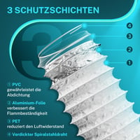 HG Power odsávacia hadica, priemer 150 mm, dĺžka 5 m, flexibilné PVC hliníkové vetracie potrubie, zvukovo izolované, biela hliníková flexibilná hadica pre pestovateľské stany, sušičky a mobilné klimatizácie 3