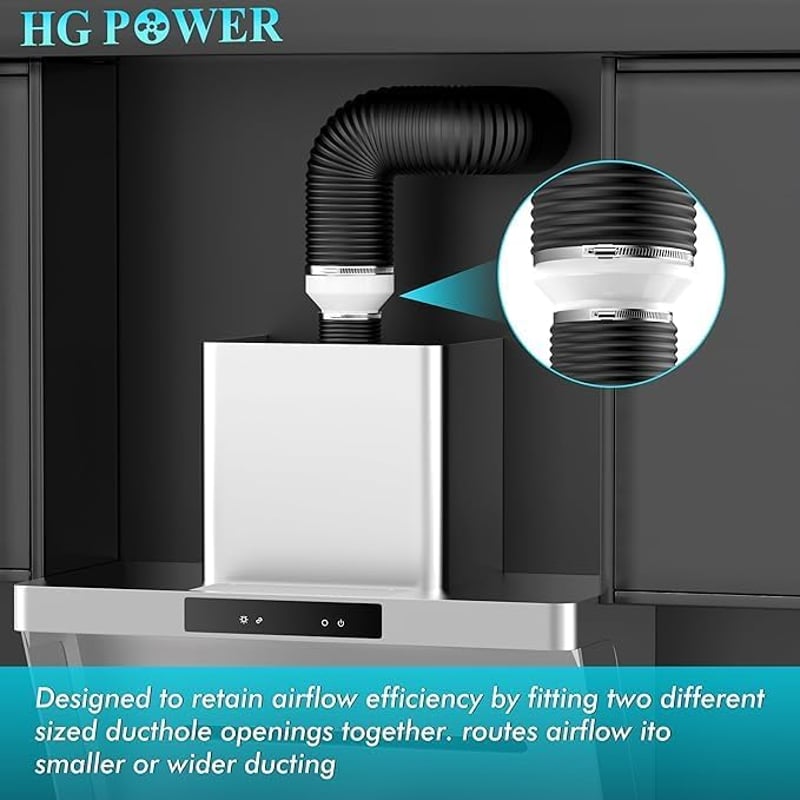 HG Power elszívó csőszűkítő 150-100 mm 2 tömlőbilincs kerek szellőzőcső adapter páraelszívóhoz szárítóhoz ventilátorhoz