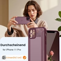 HGH kryt na iPhone 11 Pro, kompletná ochrana fotoaparátu, nárazuvzdorný, odolný proti poškriabaniu, matný priesvitný zadný kryt, tmavočervený, 5,8-palcový 2