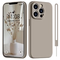 Husă din silicon HGH pentru iPhone 13 Pro cu șnur, căptușeală din microfibră - gri titan 1
